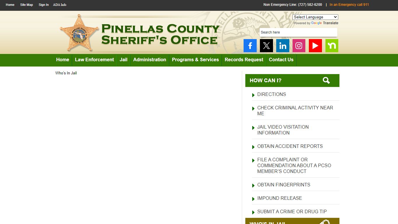 Who`s In Jail - Pinellas County Sheriff's Office